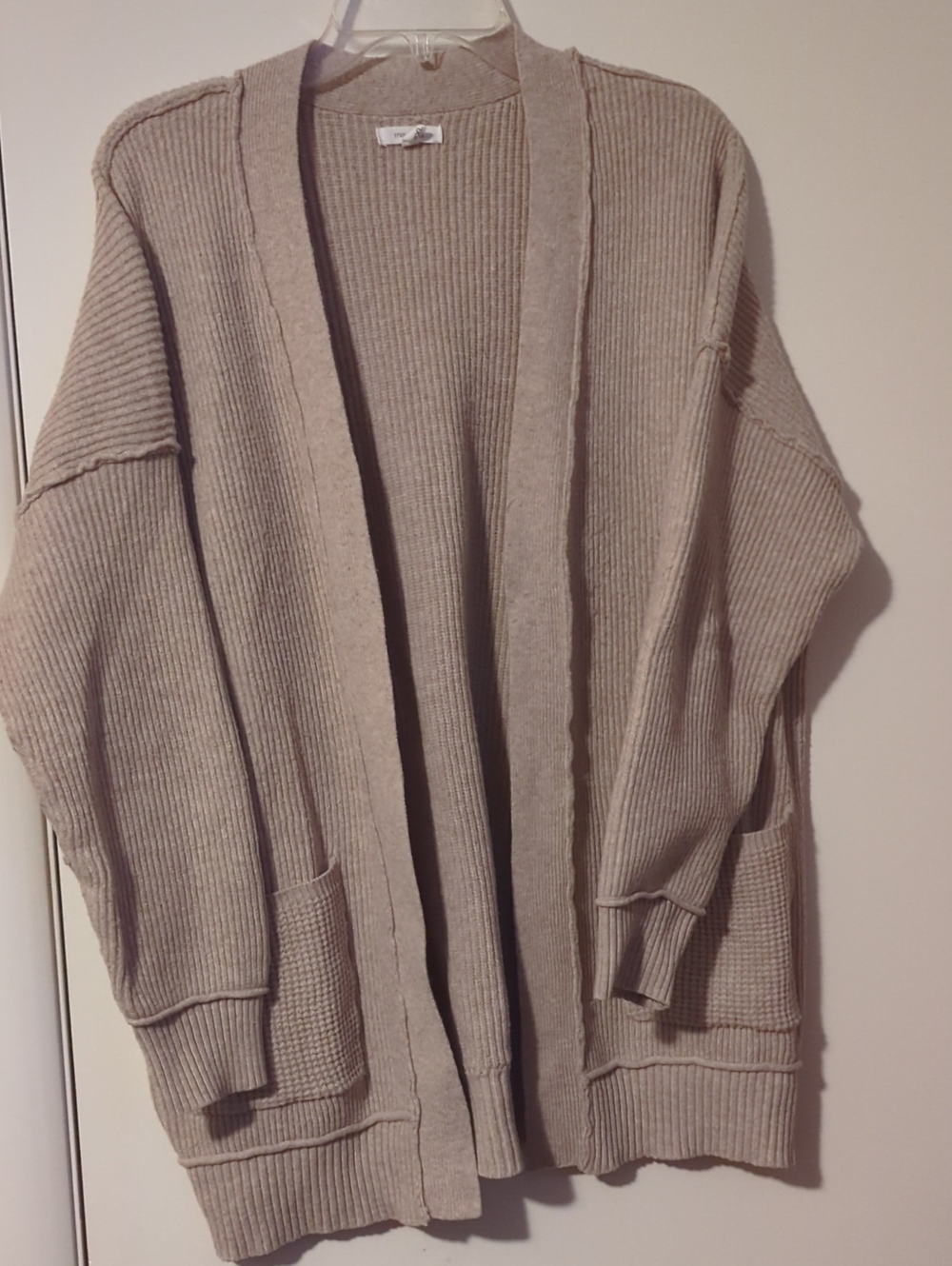 Maurices Ribbed Open-Front Cardigan in Light Taupe